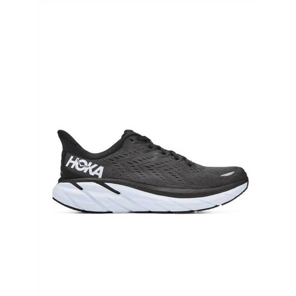 NEW HOKA men's clifton 8 running shoes in black white - Picture 7 of 9